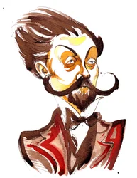 Alexander Scriabin (compositore russo, 1872-1915) caricatura a colori